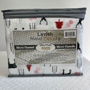 Brand New Lavish Hotel Series Ultra 9900 Series Queen Sheet Set White Christmas